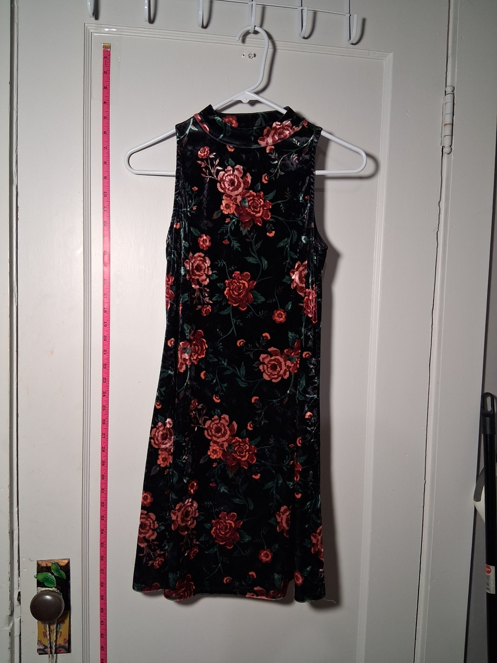 Sleeveless Velvet Floral Dress S